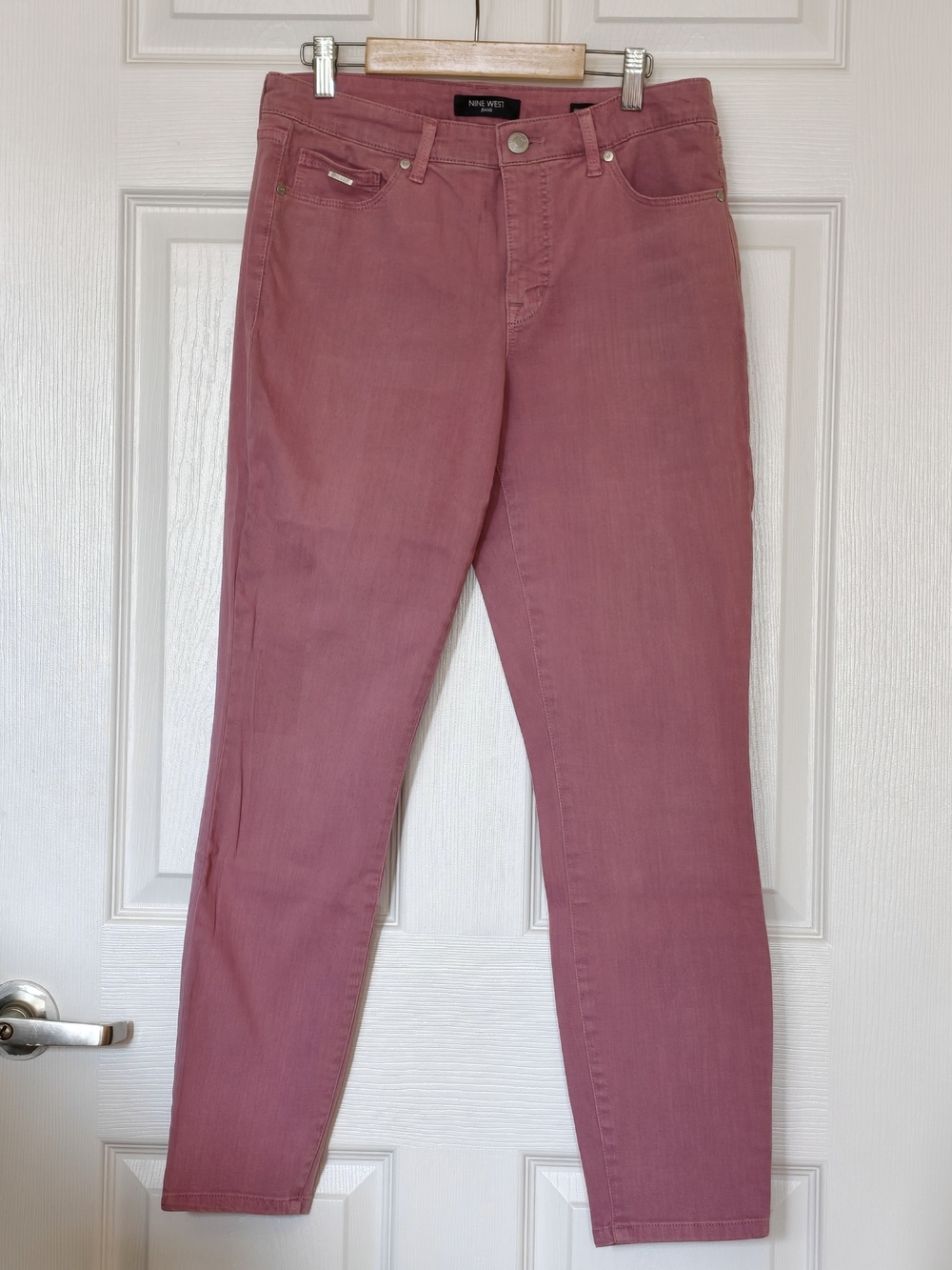 Nine West Jeans Gramercy Skinny Ankle Pink Denim Pants Stretch Mid Rise Size 6